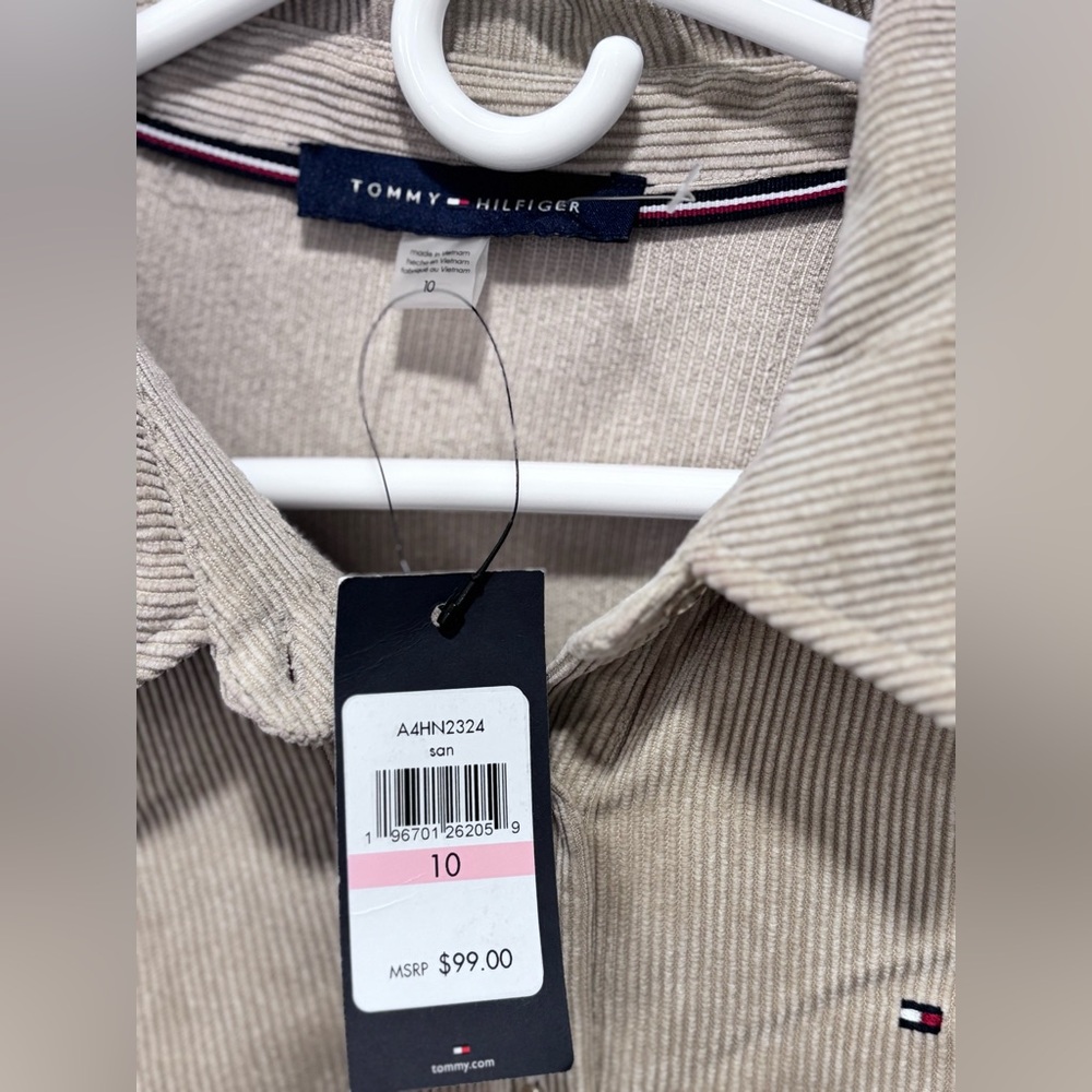 Tommy Hilfiger Taupe Button-Up Midi Dress - Picture 4 of 16
